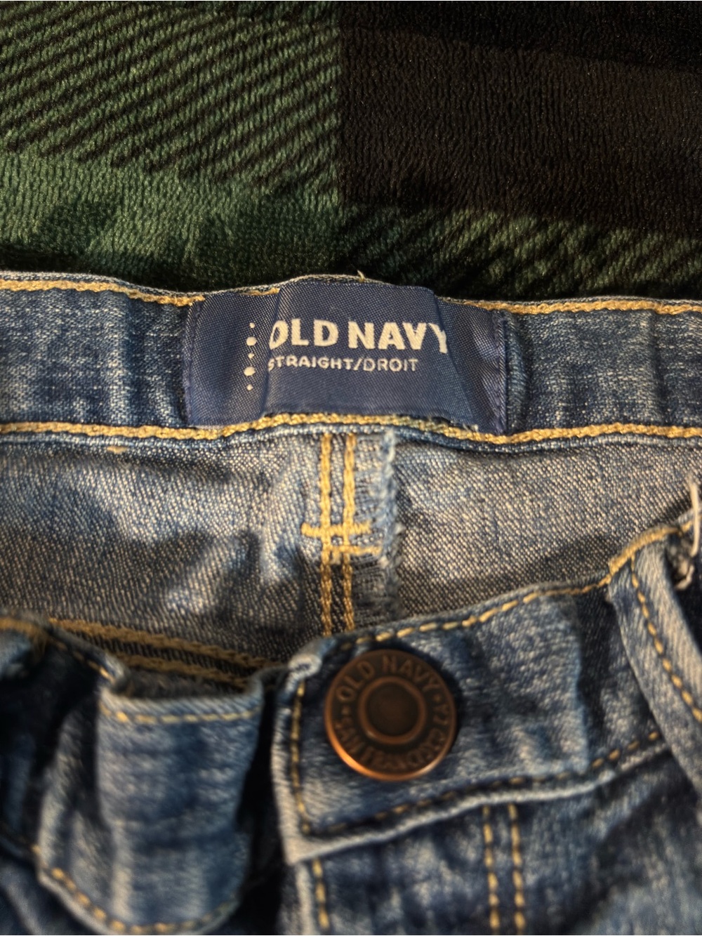 Old Navy kids Blue Denim Straight Jeans with Contrast Stitching